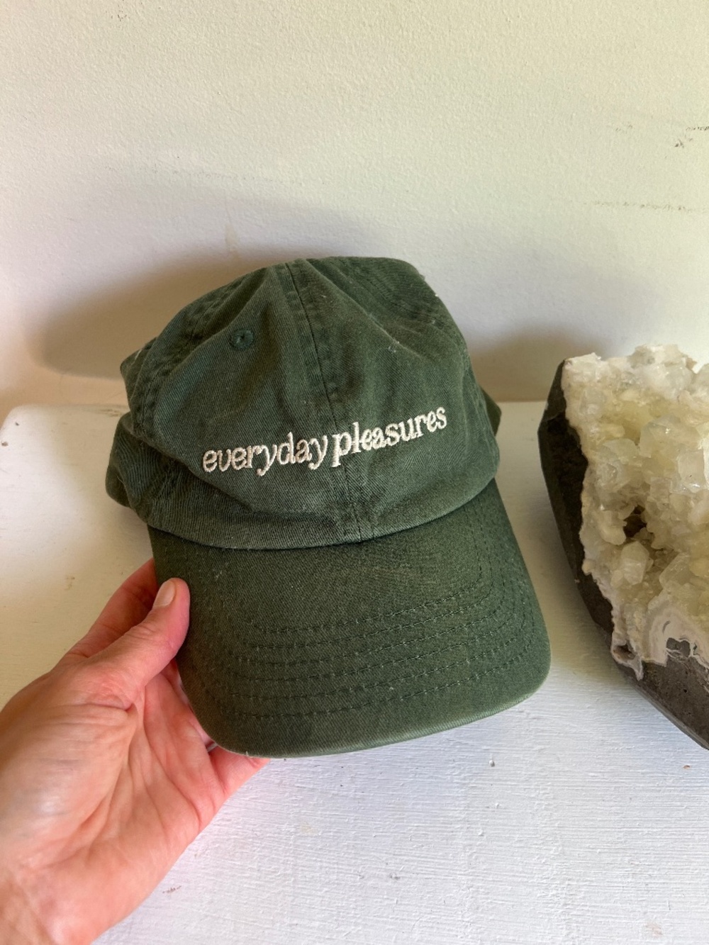 Everyday Pleasures Dad Cap - Embroidered Baseball Hat - Faded dark green